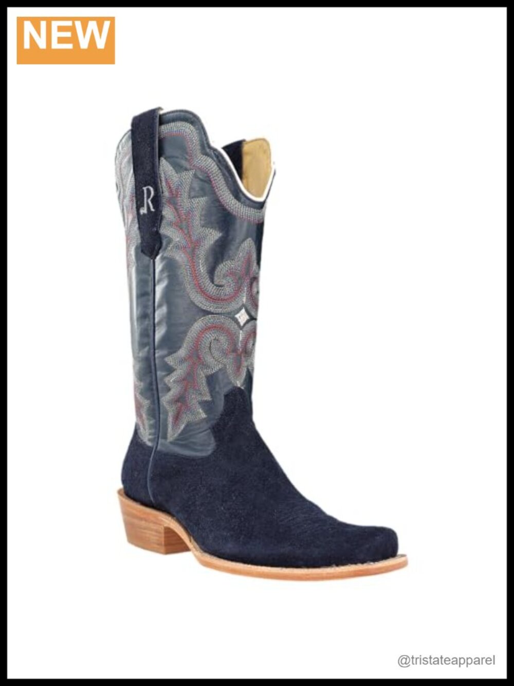 Roughout Leather Western Cowboy Boots Narrow Square Toe